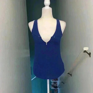 Express royal blue zip tank size XS